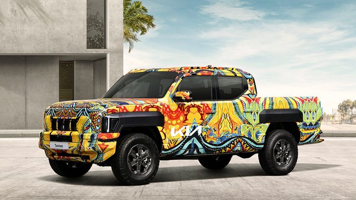 Kia Tasman в красочном камуфляже